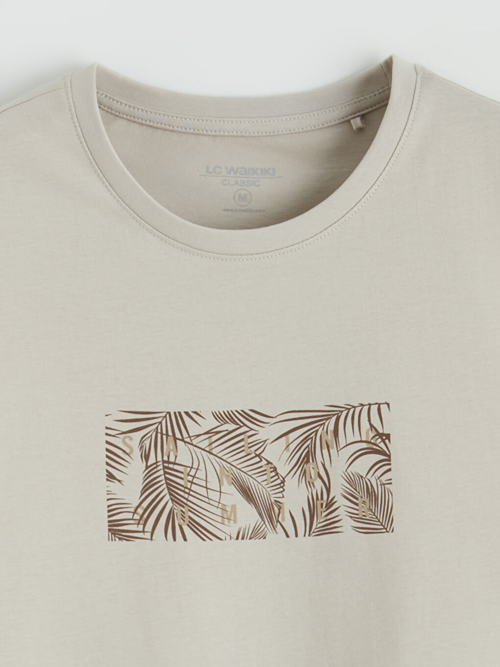 Bej Bisiklet Yaka Baskılı Penye Erkek Kolsuz Tişört-5