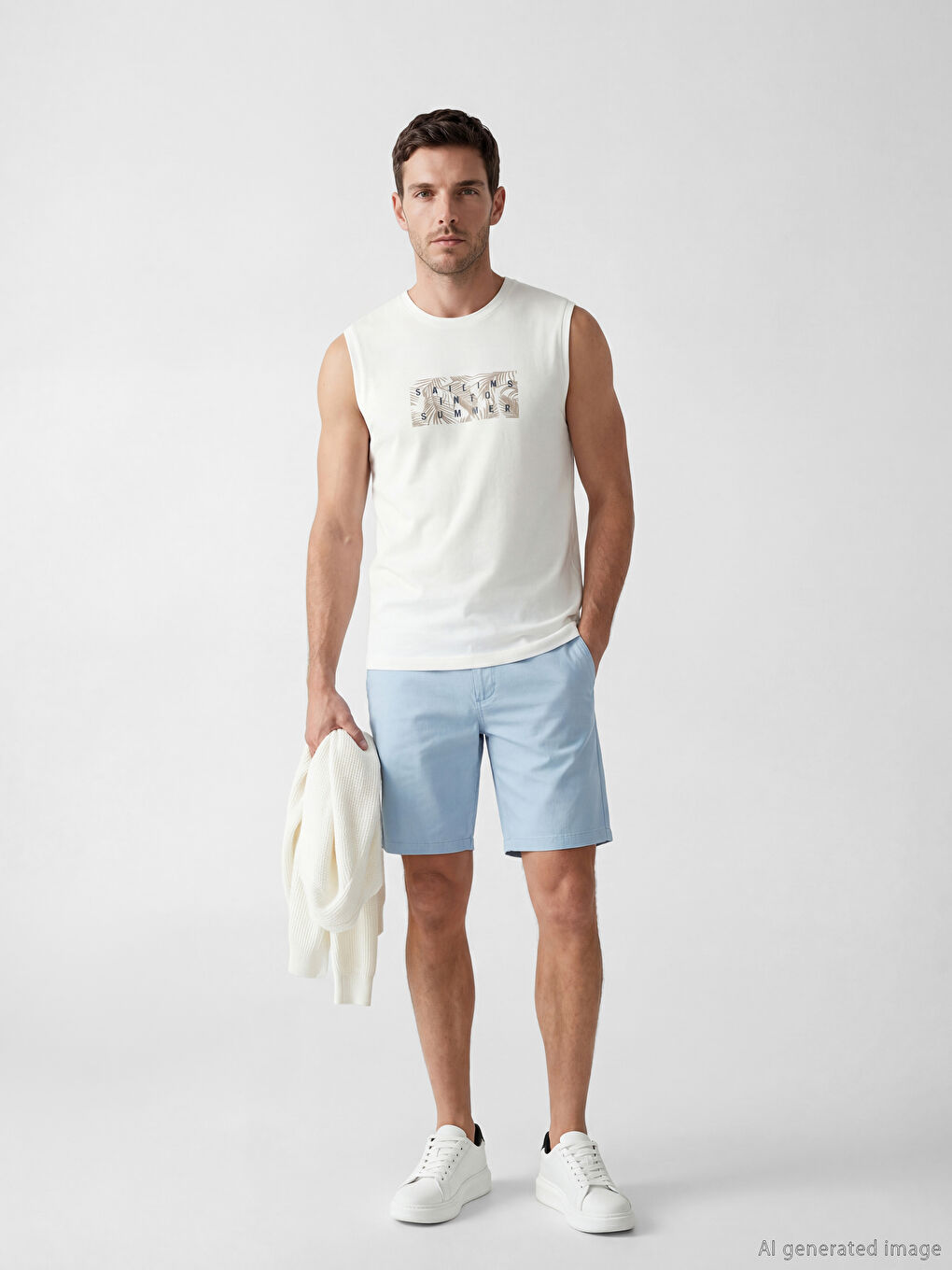 Crew Neck Printed Jersey Men's Sleeveless T-Shirt-1