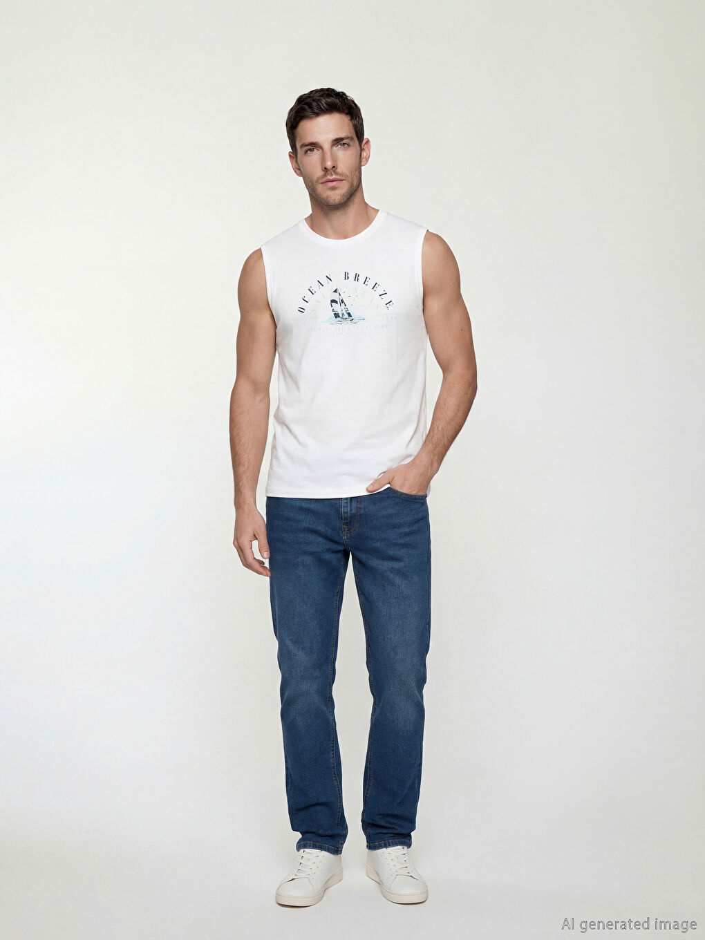 Crew Neck Printed Men's Sleeveless T-Shirt-1