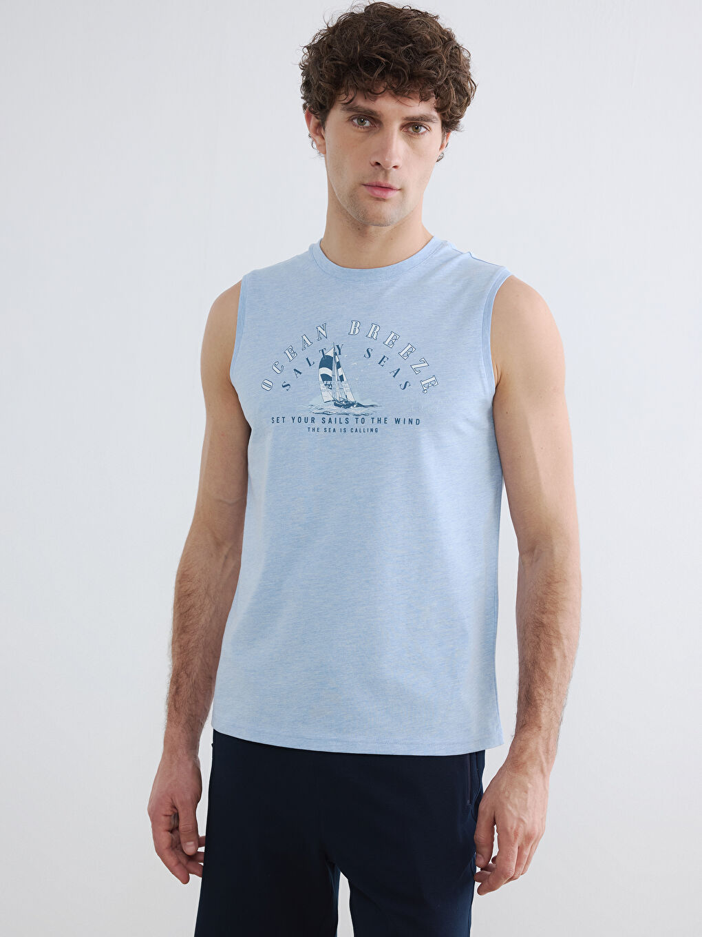 Crew Neck Printed Men's Sleeveless T-Shirt