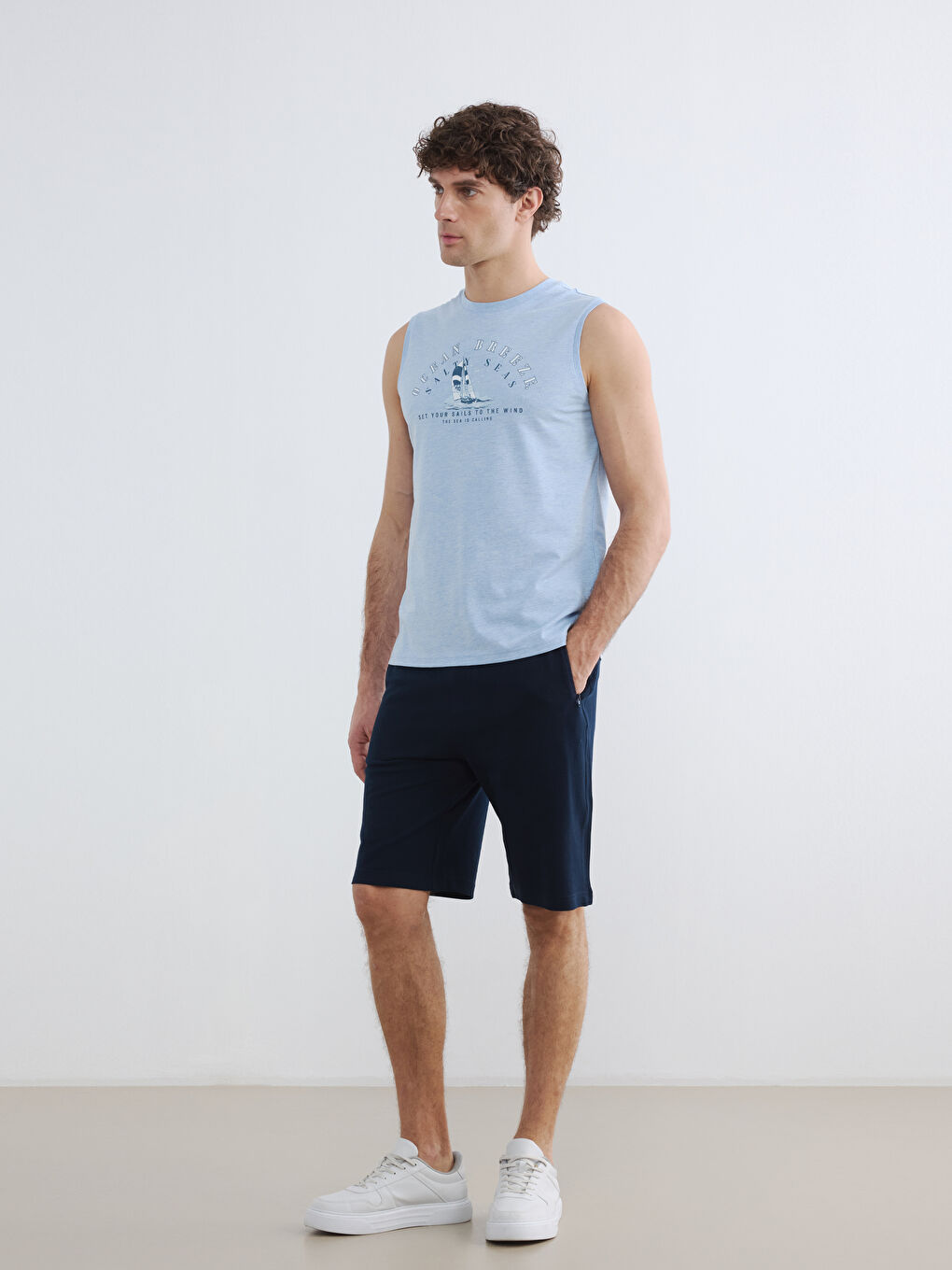 Crew Neck Printed Men's Sleeveless T-Shirt-1
