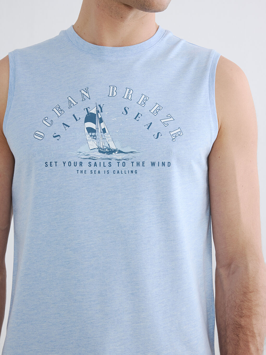 Crew Neck Printed Men's Sleeveless T-Shirt-2