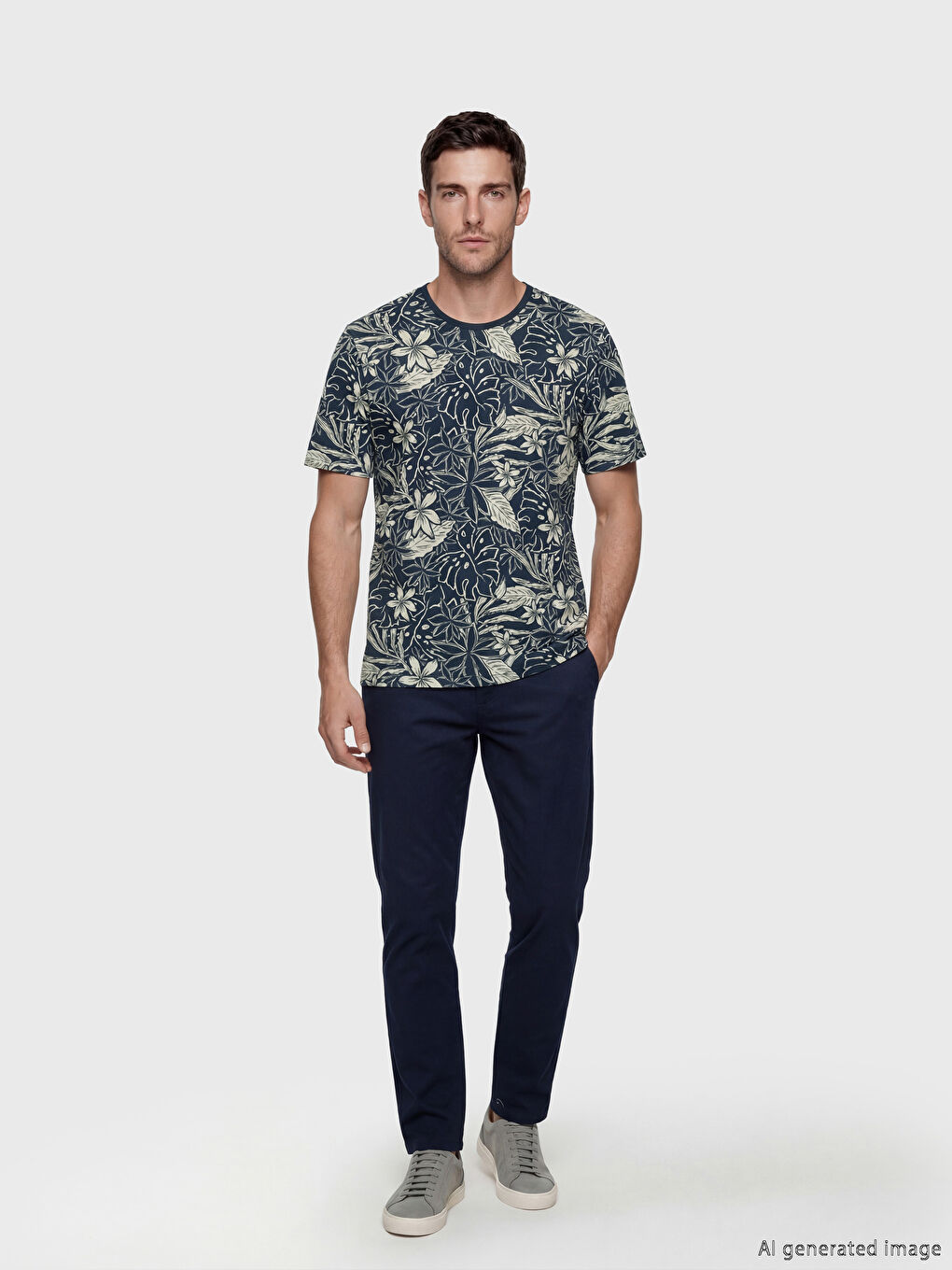 Crew Neck Patterned Men's T-Shirt-1