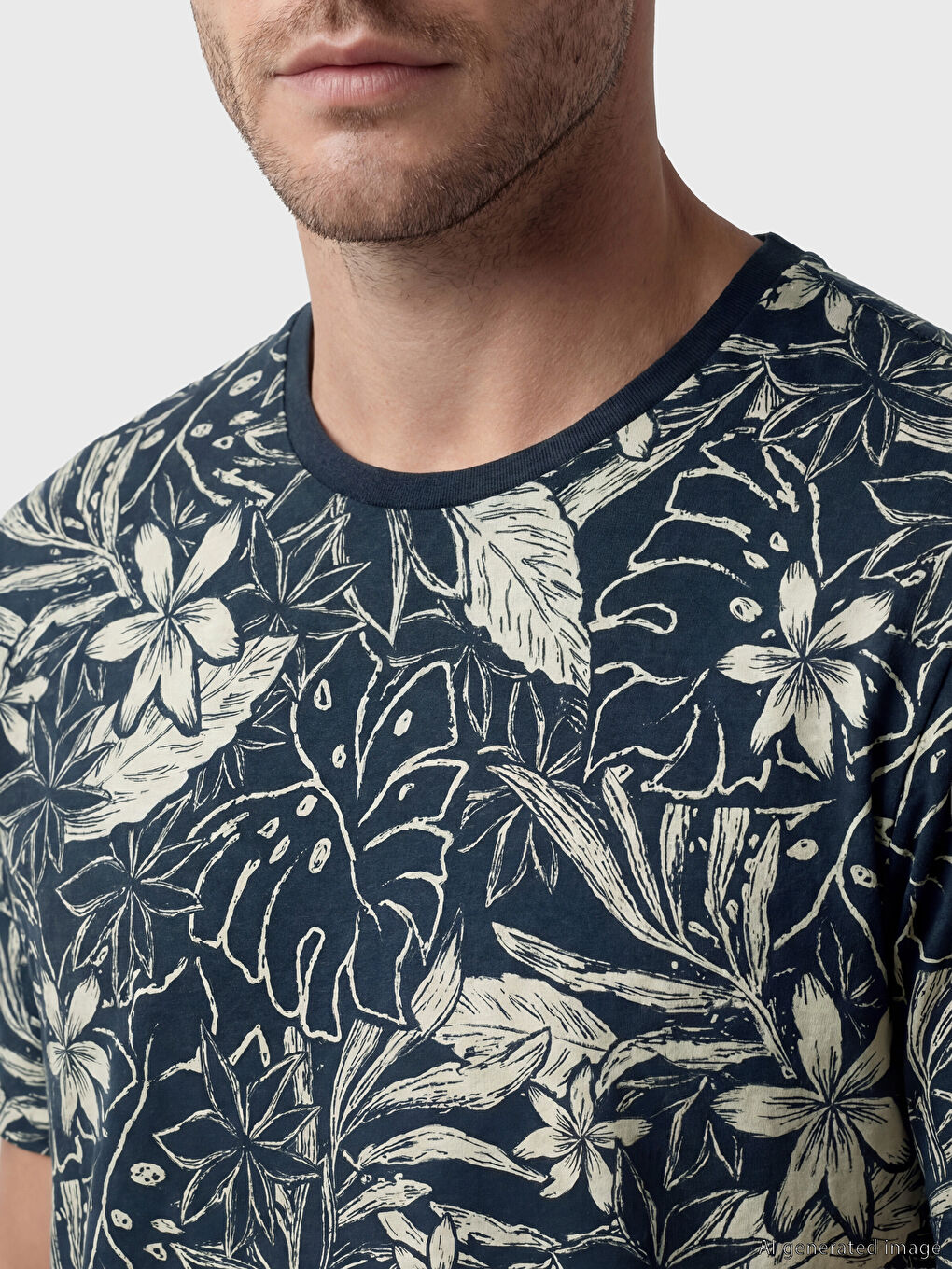 Crew Neck Patterned Men's T-Shirt-2