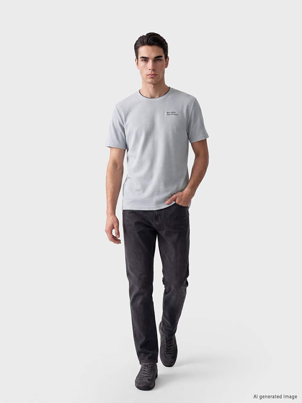 T-shirt imprimé à col rond pour homme-1