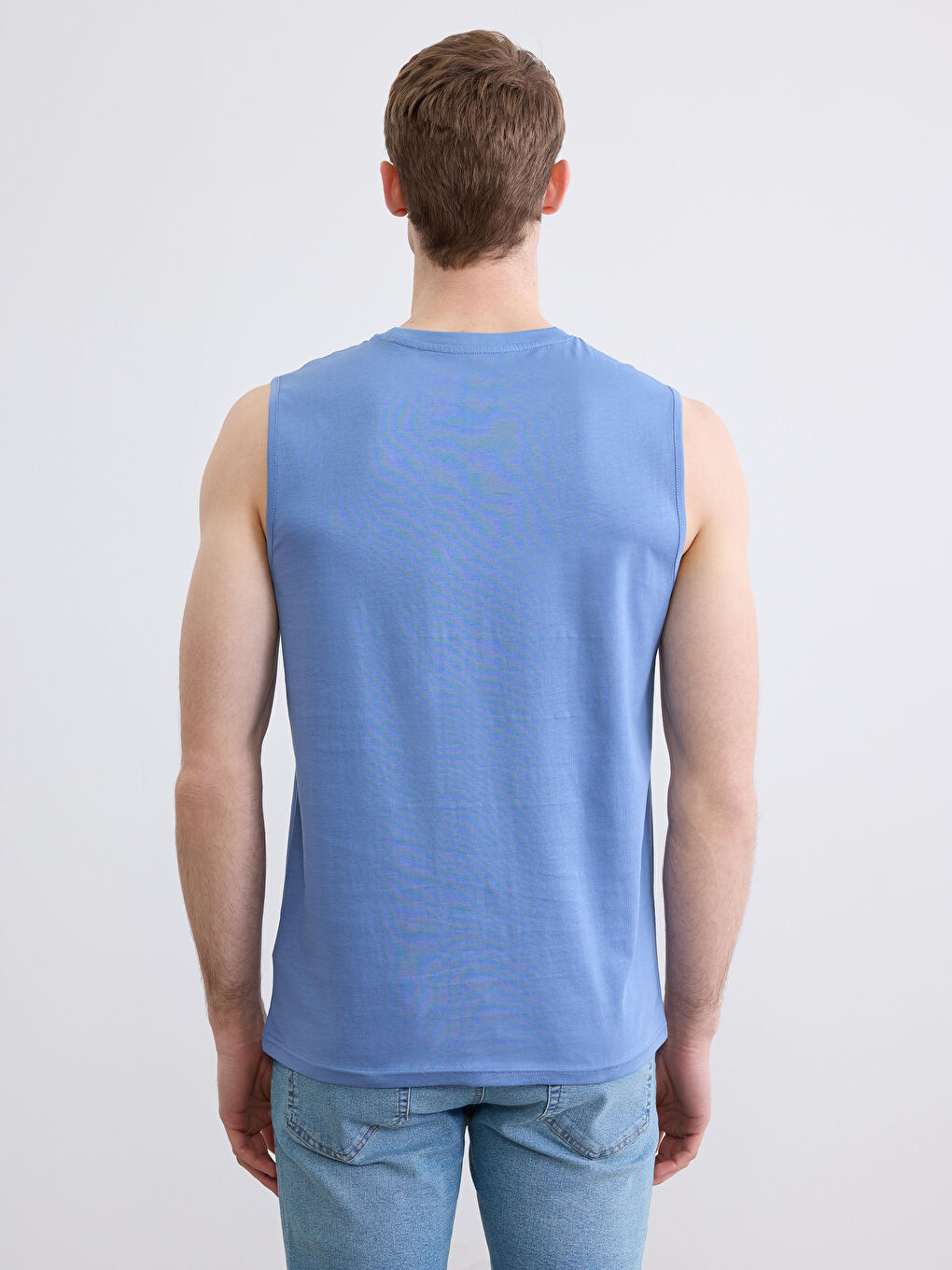 Mavi Bisiklet Yaka Kolsuz Baskılı Erkek Tişört-3