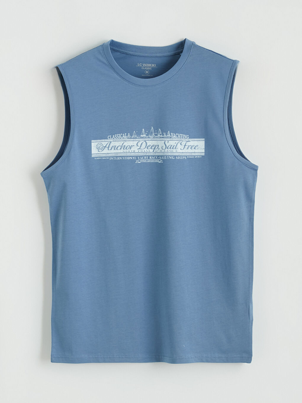 Mavi Bisiklet Yaka Kolsuz Baskılı Erkek Tişört-4