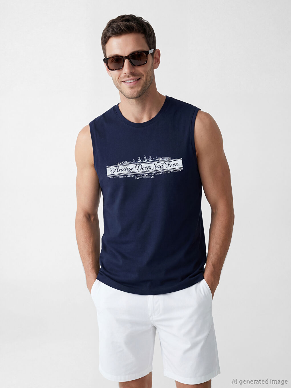 Crew Neck Printed Men's Sleeveless T-Shirt
