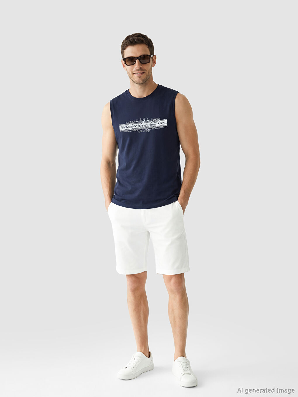 Crew Neck Printed Men's Sleeveless T-Shirt-1