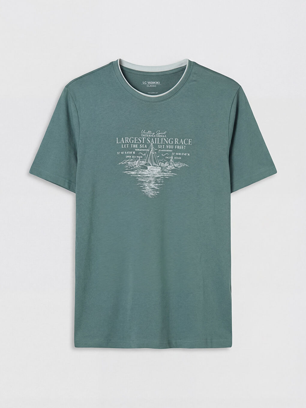 Yeşil Bisiklet Yaka Penye Erkek Tişört