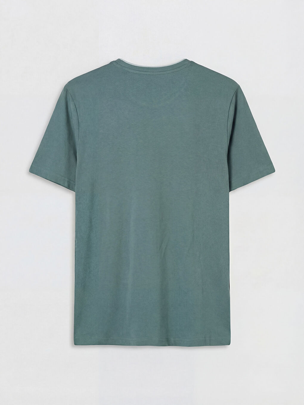 Yeşil Bisiklet Yaka Penye Erkek Tişört-1