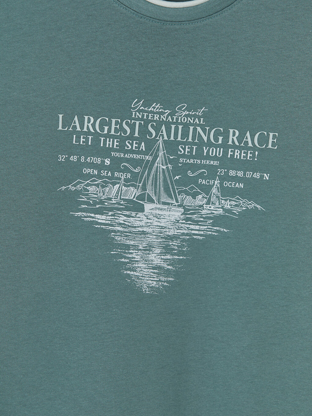 Yeşil Bisiklet Yaka Penye Erkek Tişört-2