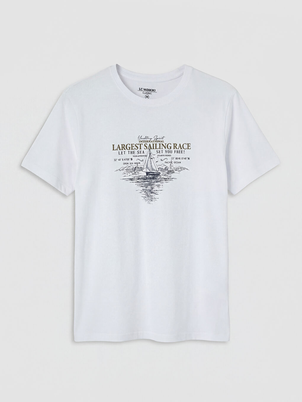 Beyaz Bisiklet Yaka Penye Erkek Tişört