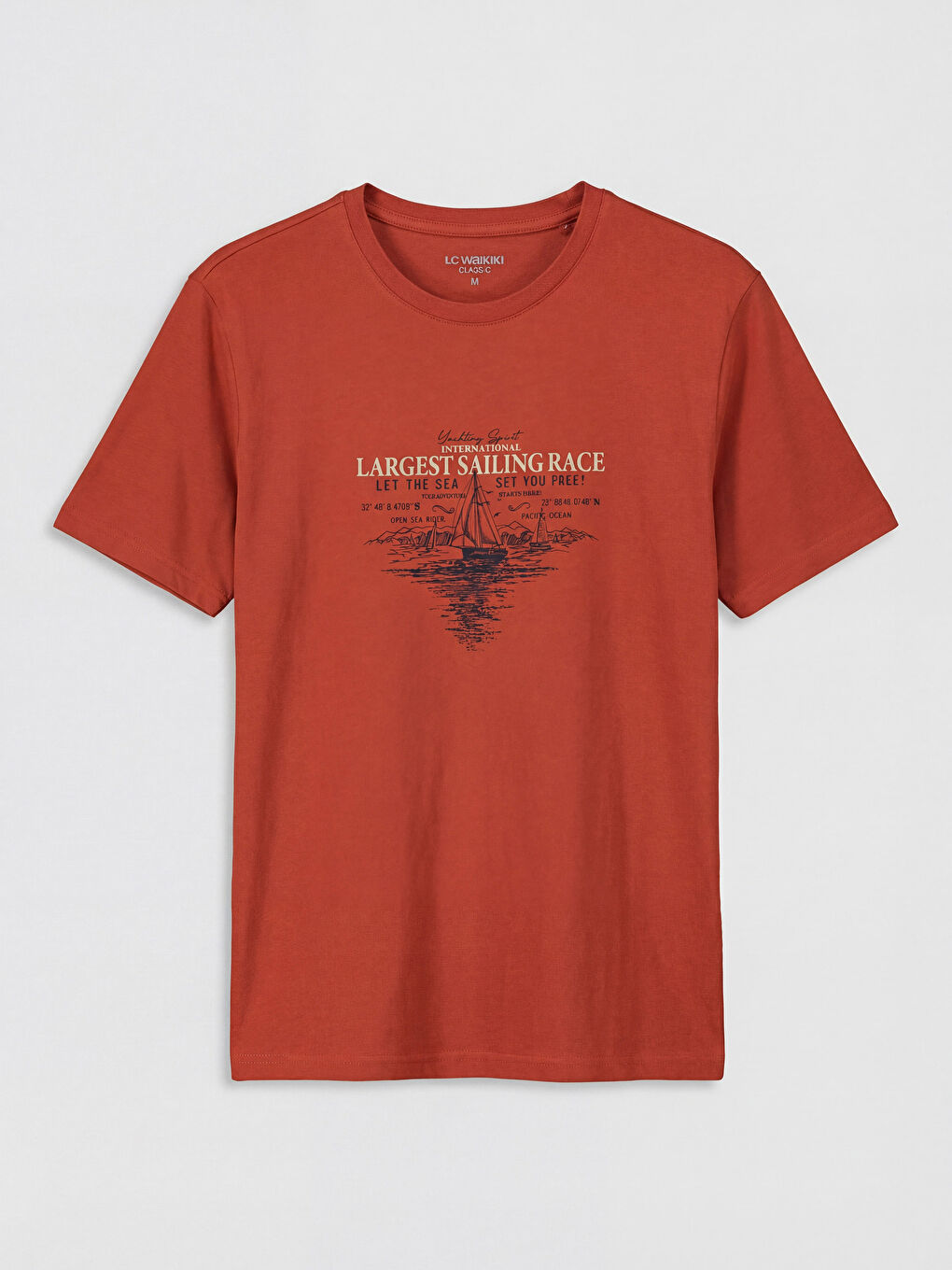 Turuncu Bisiklet Yaka Penye Erkek Tişört