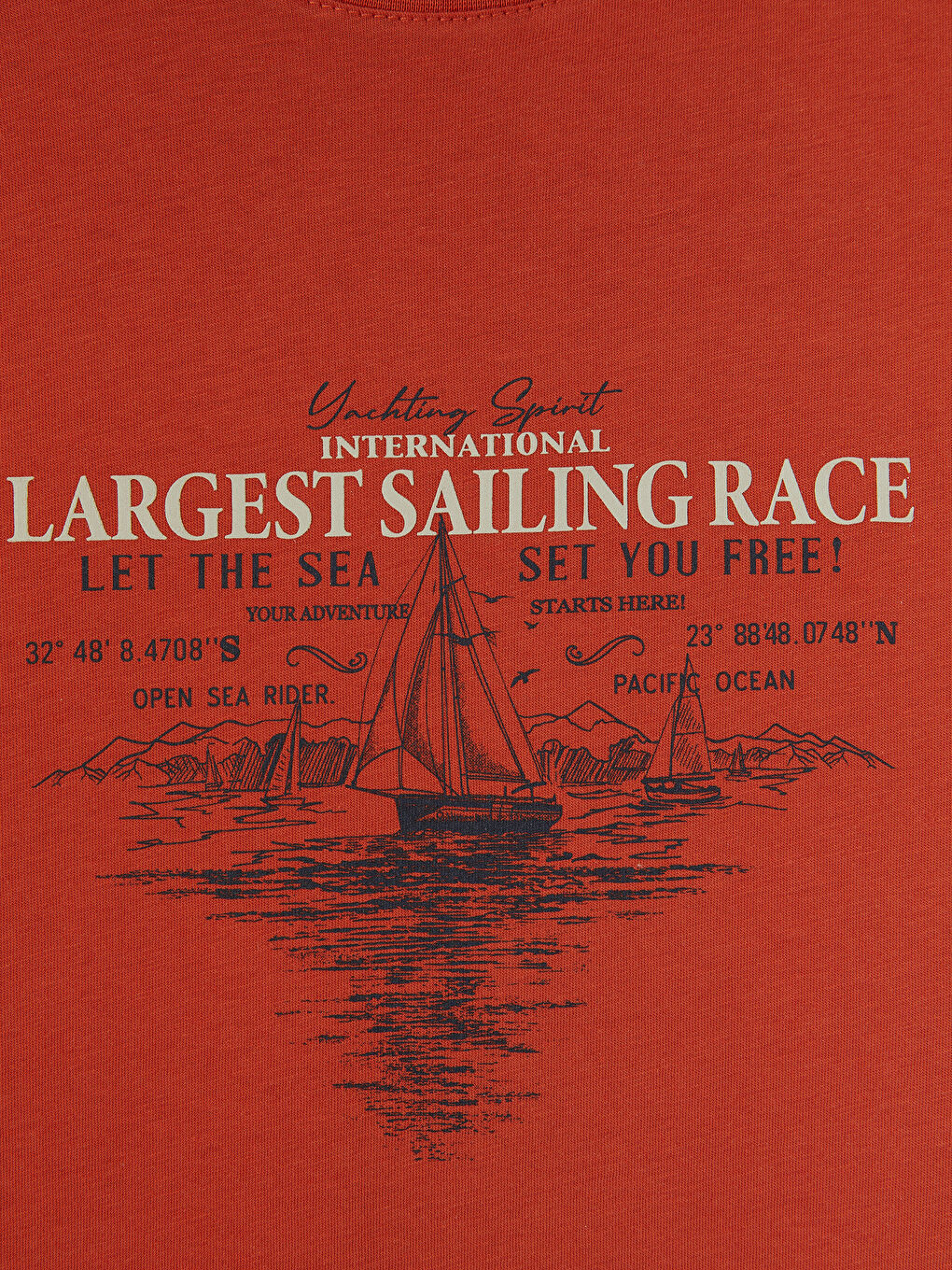 Turuncu Bisiklet Yaka Penye Erkek Tişört-2