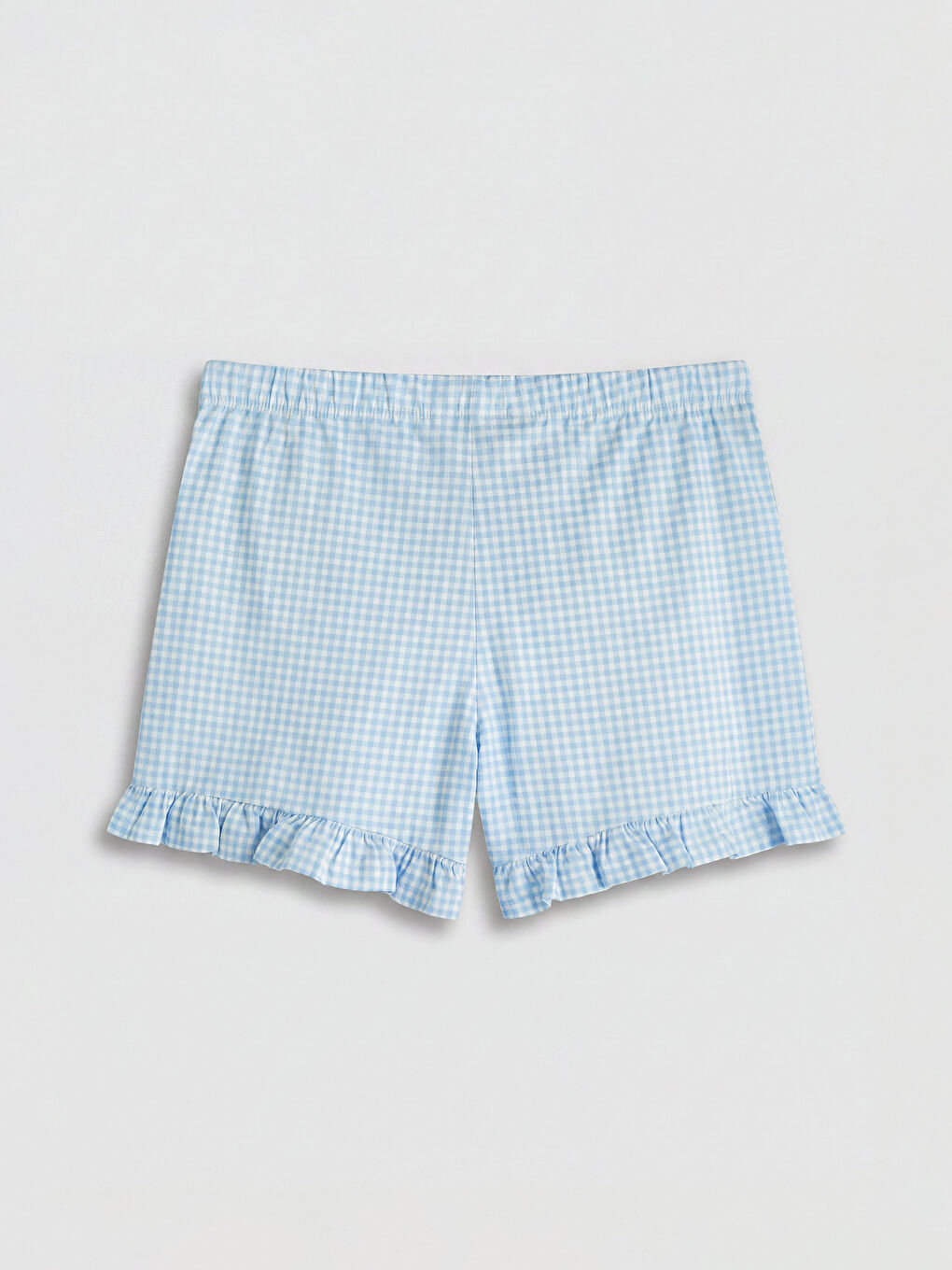 Ekru Ekose Kadın Şortlu Pijama Takımı-3