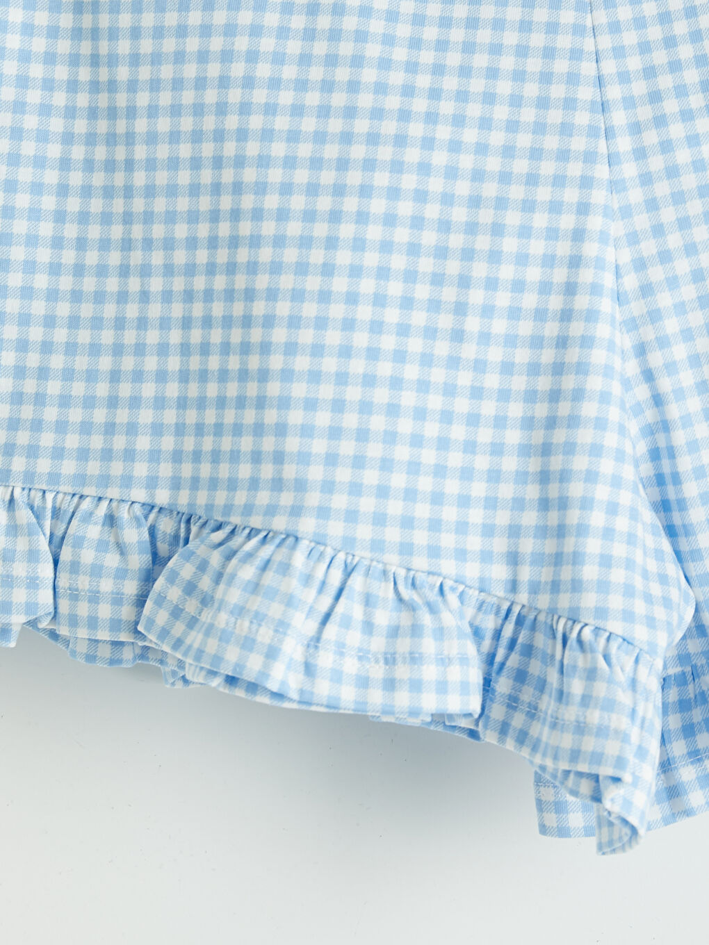 Ekru Ekose Kadın Şortlu Pijama Takımı-5