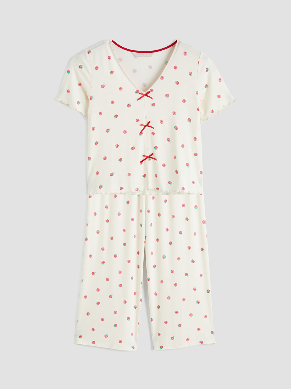 Set pijamale Capri cu model pentru femei-4