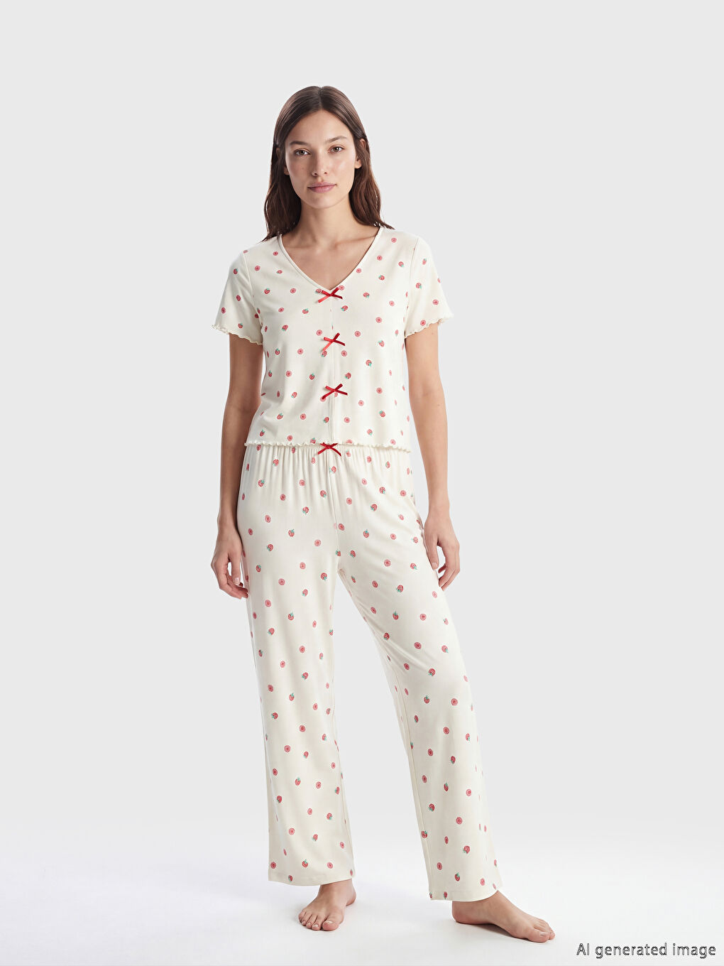 Set pijamale Capri cu model pentru femei