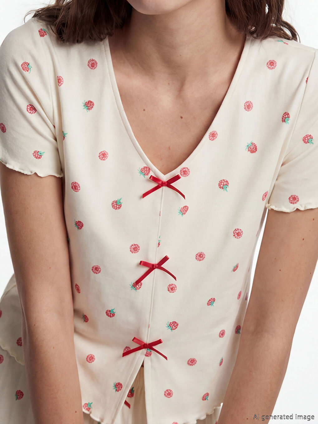 Set pijamale Capri cu model pentru femei-2