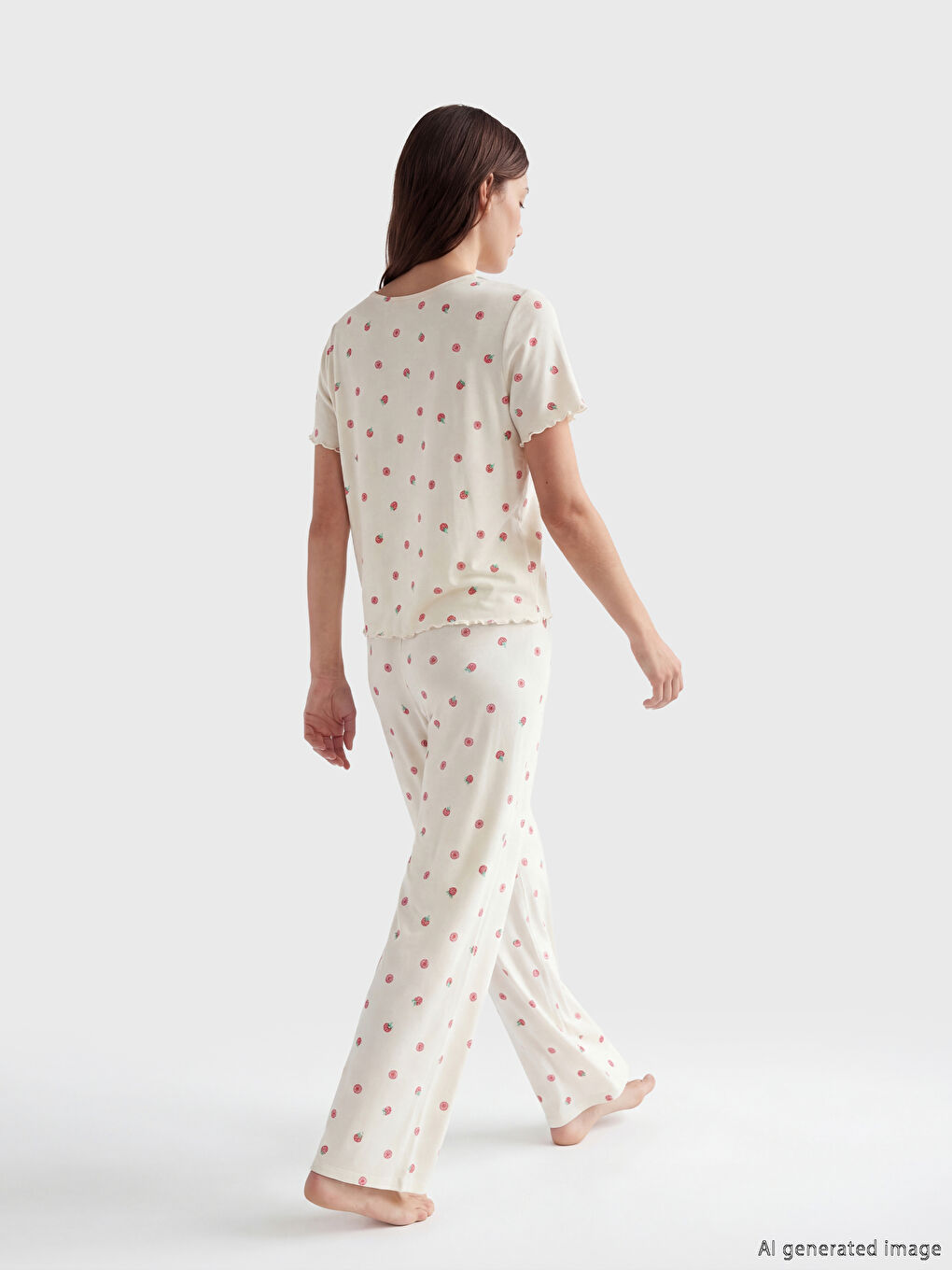 Set pijamale Capri cu model pentru femei-3
