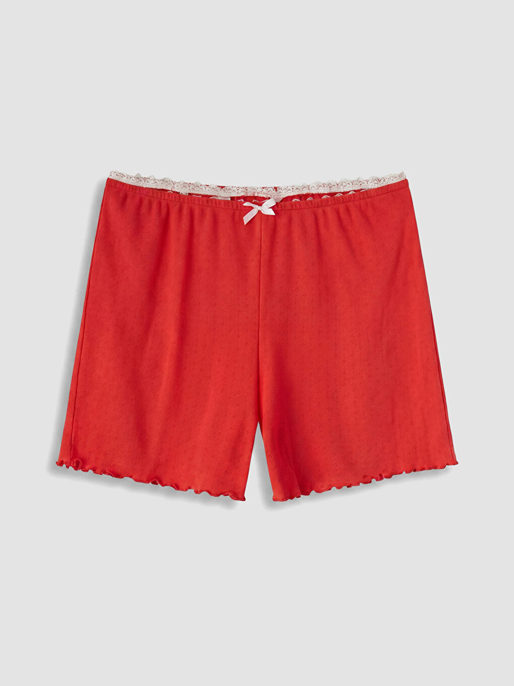 Kırmızı Pointel Kadın Şortlu Pijama Takımı-4