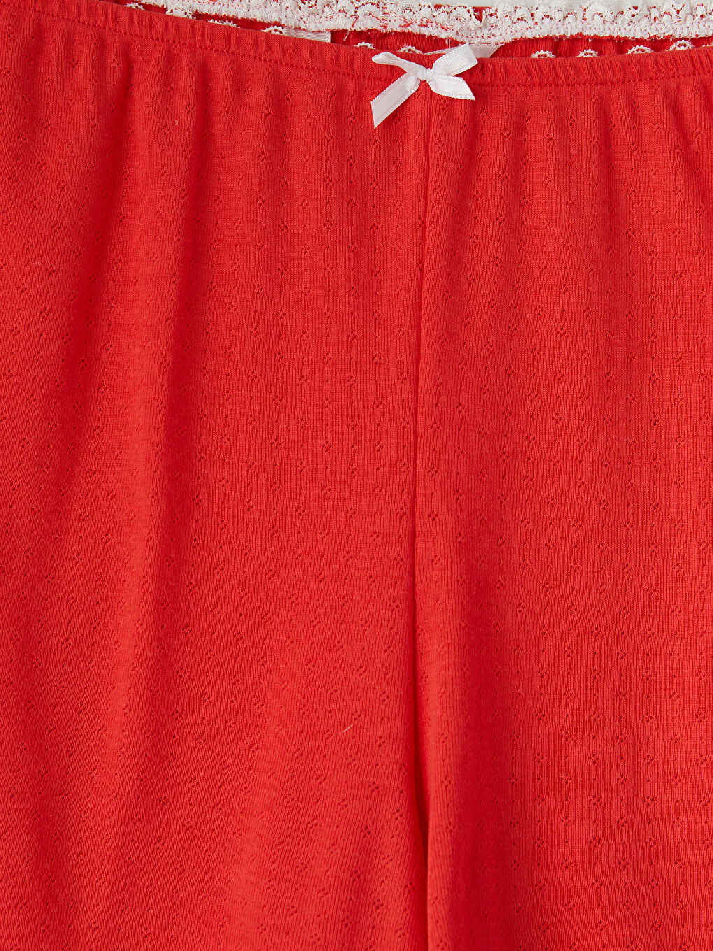 Kırmızı Pointel Kadın Şortlu Pijama Takımı-5