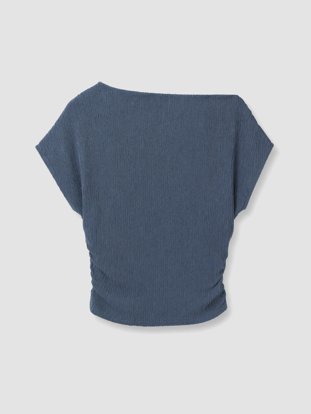 Slash Neck Textured Crop Ruched Blouse-6