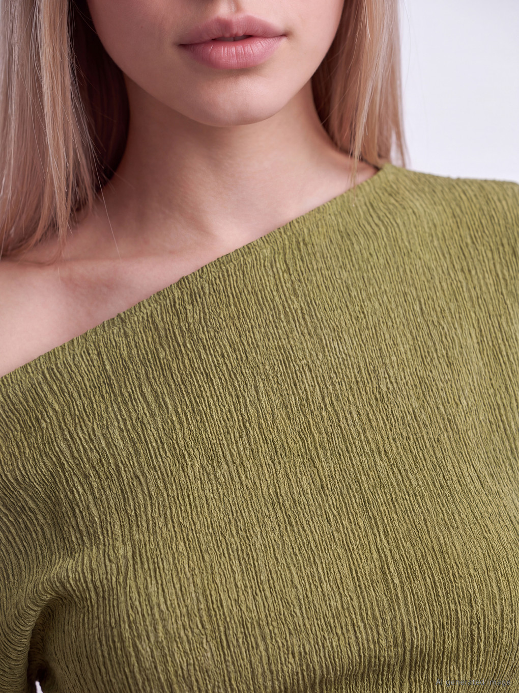 Slash Neck Textured Crop Ruched Blouse-2