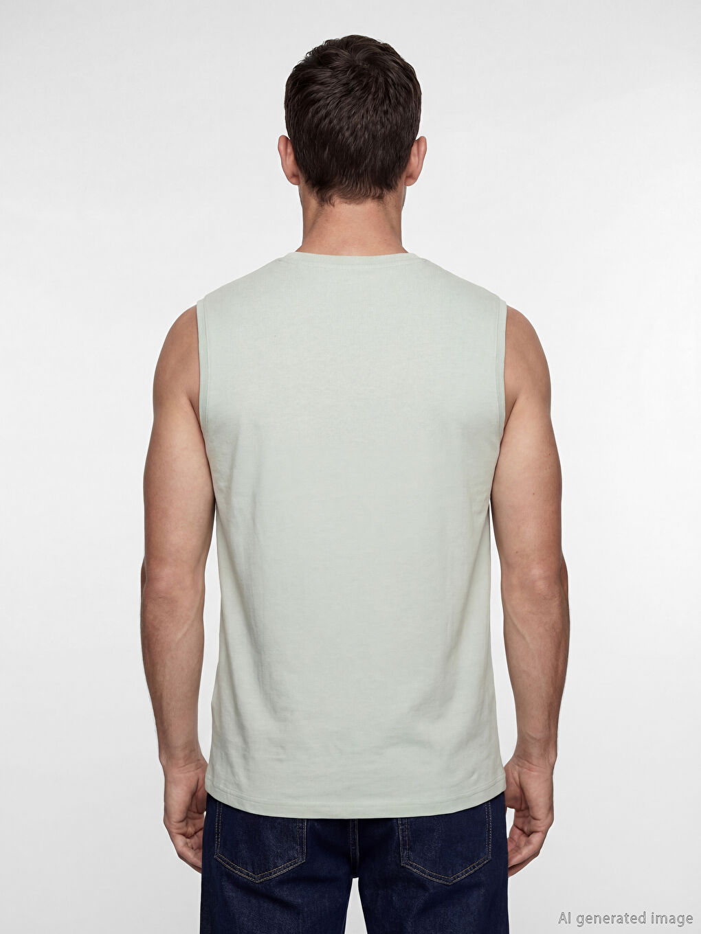 Yeşil Saint Tropez Baskılı Erkek Kolsuz Tişört-3