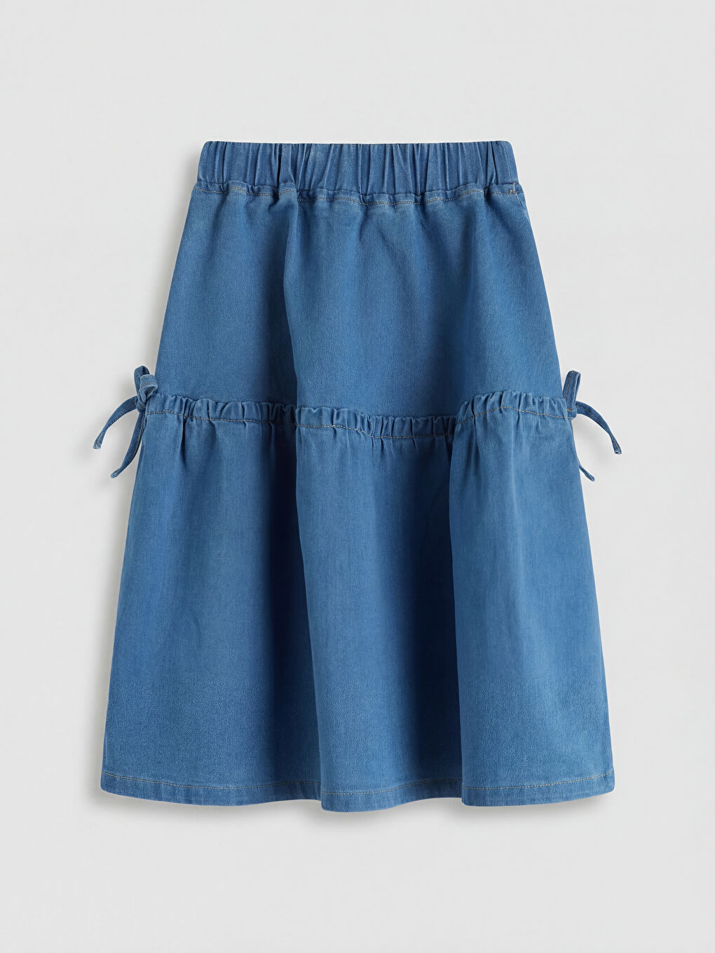Bow Detailed Girls' Jean Skirt-1
