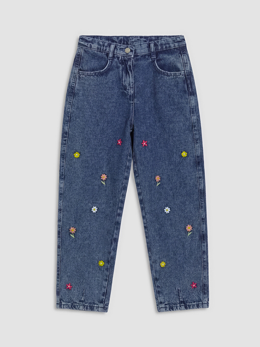 Loose Fit Embroidered Girls' Jeans