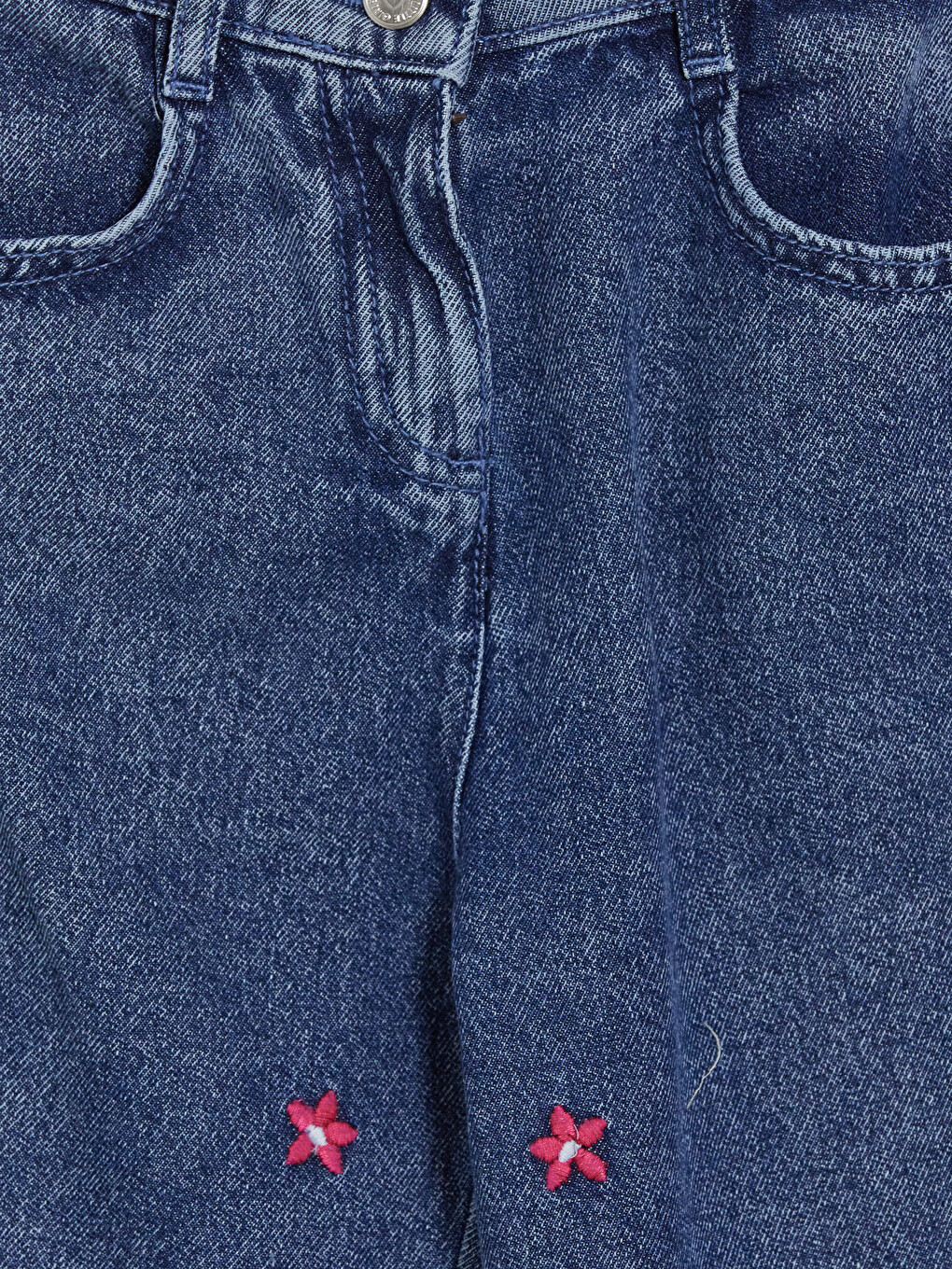 Loose Fit Embroidered Girls' Jeans-3