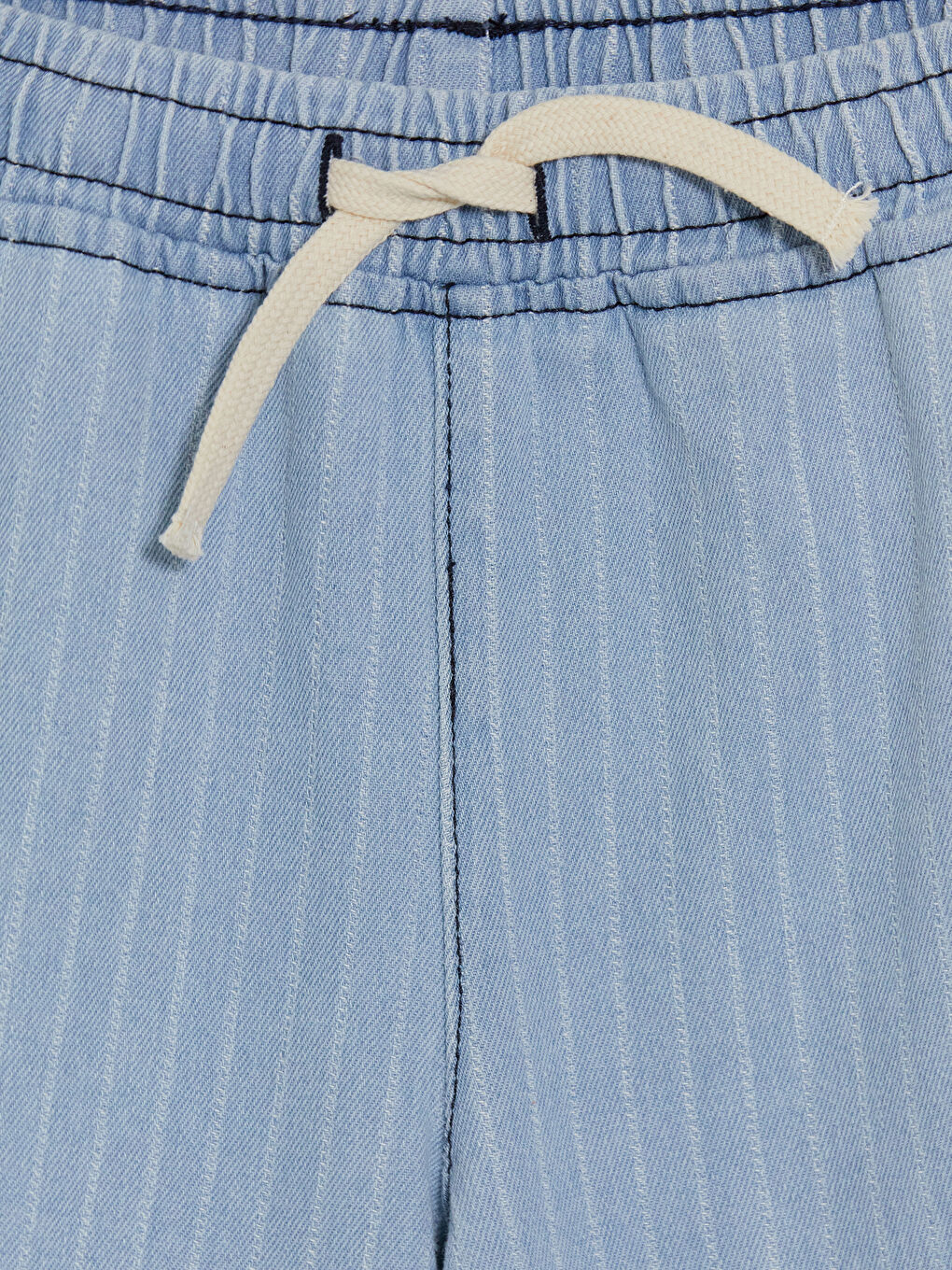 İndigo Beli Lastikli Çizgili Erkek Çocuk Jean Şort-2