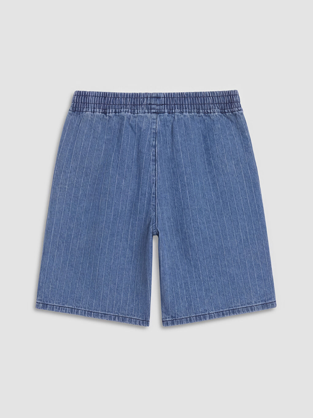 İndigo Beli Lastikli Çizgili Erkek Çocuk Jean Şort-1