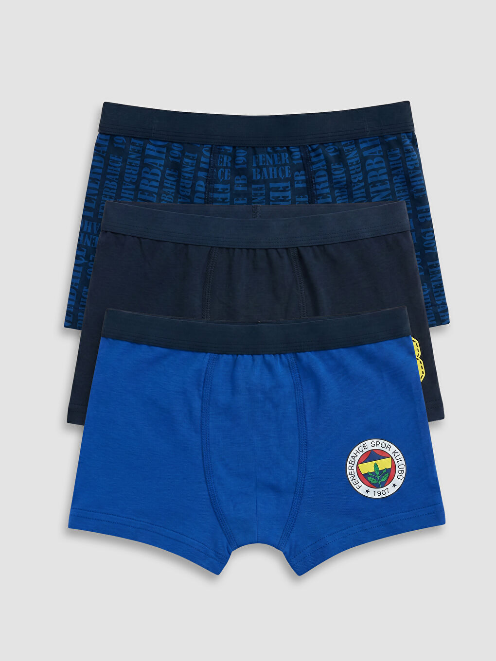 Lacivert Fenerbahçe Baskılı Erkek Çocuk Boxer 3'lü-5