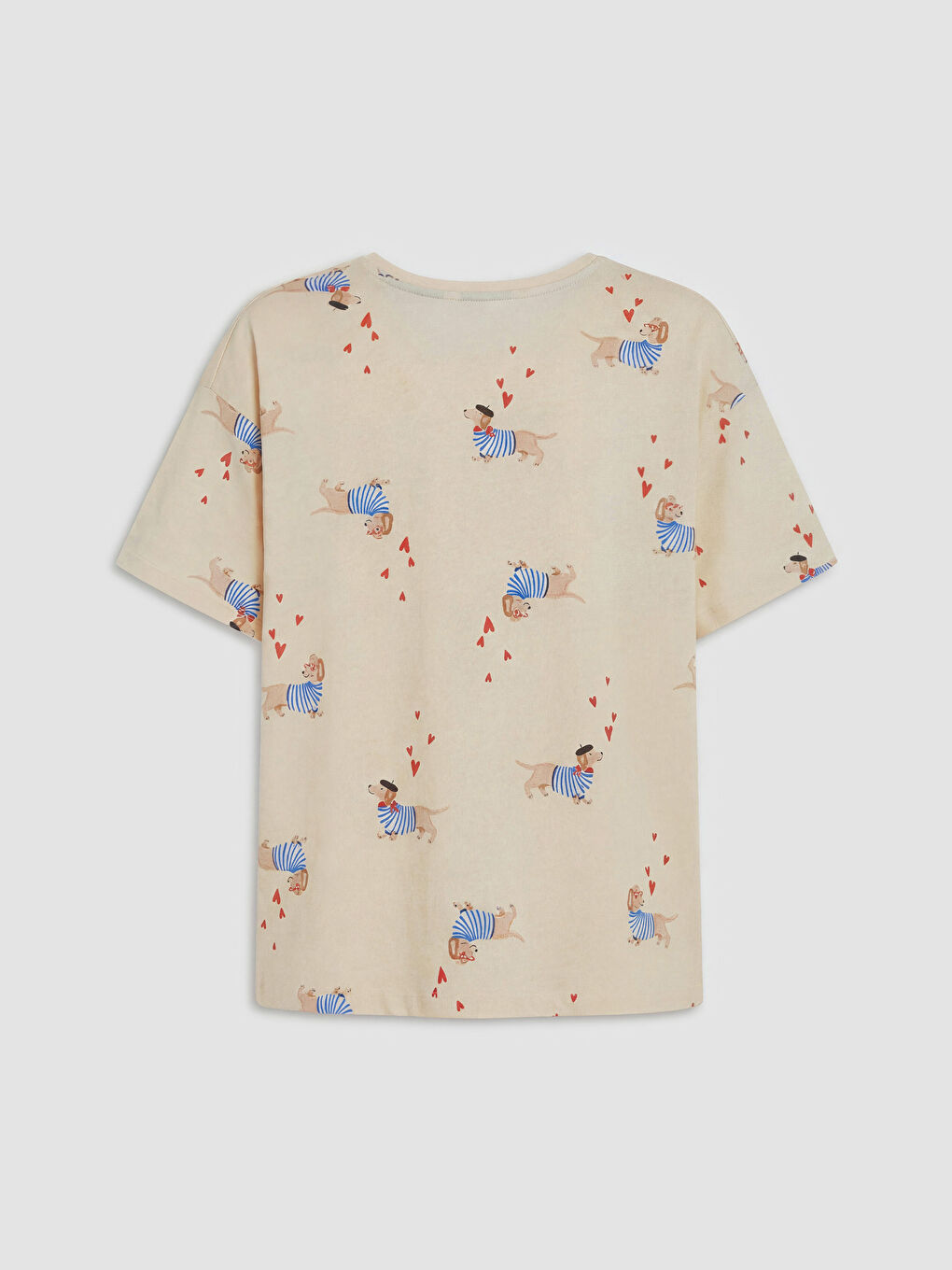 Bej Köpek Baskılı Kadın Şortlu Pijama Takımı-5