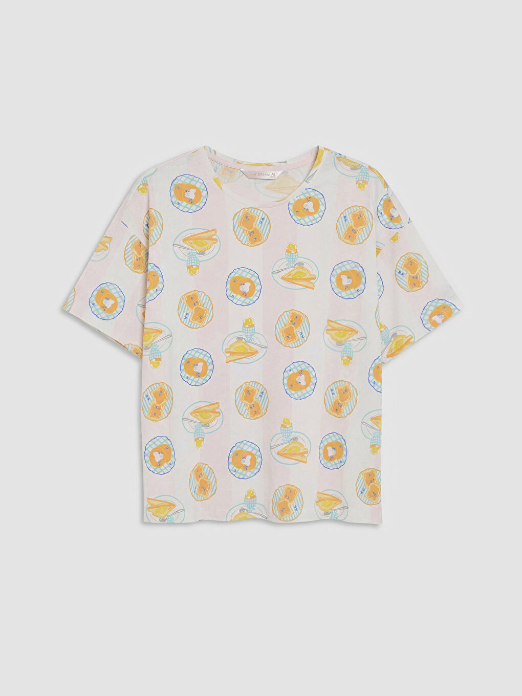 Ekru Baskılı Kadın Şortlu Pijama Takımı-1