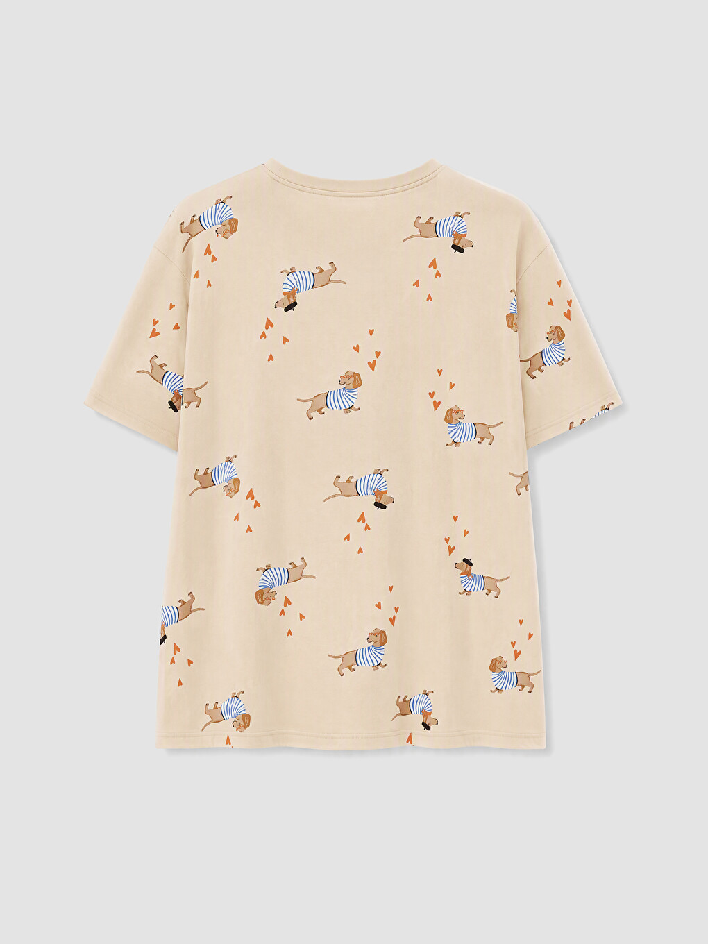 Bej Köpek Baskılı Kadın Şortlu Pijama Takımı-7