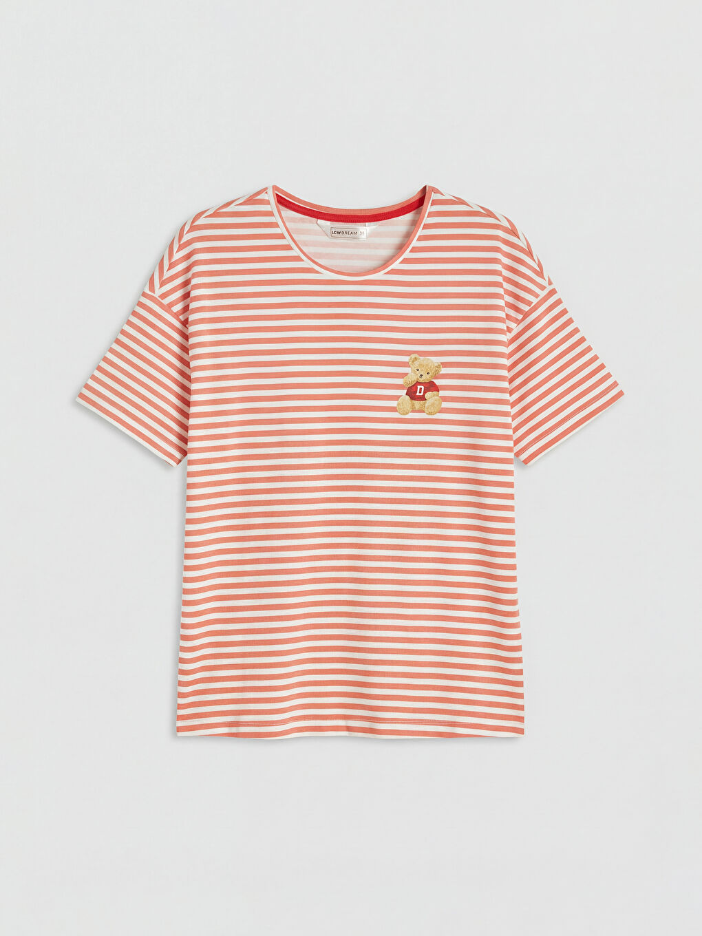 Kırmızı Bisiklet Yaka Çizgili Kadın Şortlu Pijama Takımı-1