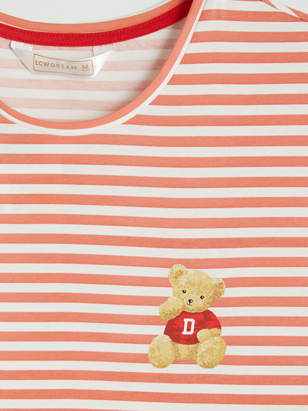 Kırmızı Bisiklet Yaka Çizgili Kadın Şortlu Pijama Takımı-5