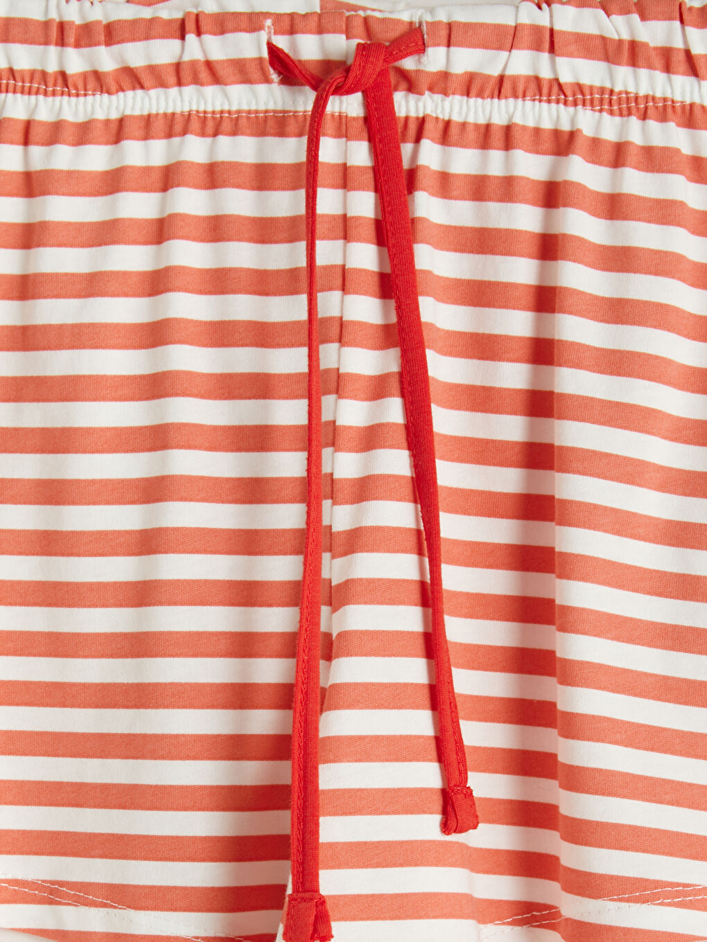 Kırmızı Bisiklet Yaka Çizgili Kadın Şortlu Pijama Takımı-6