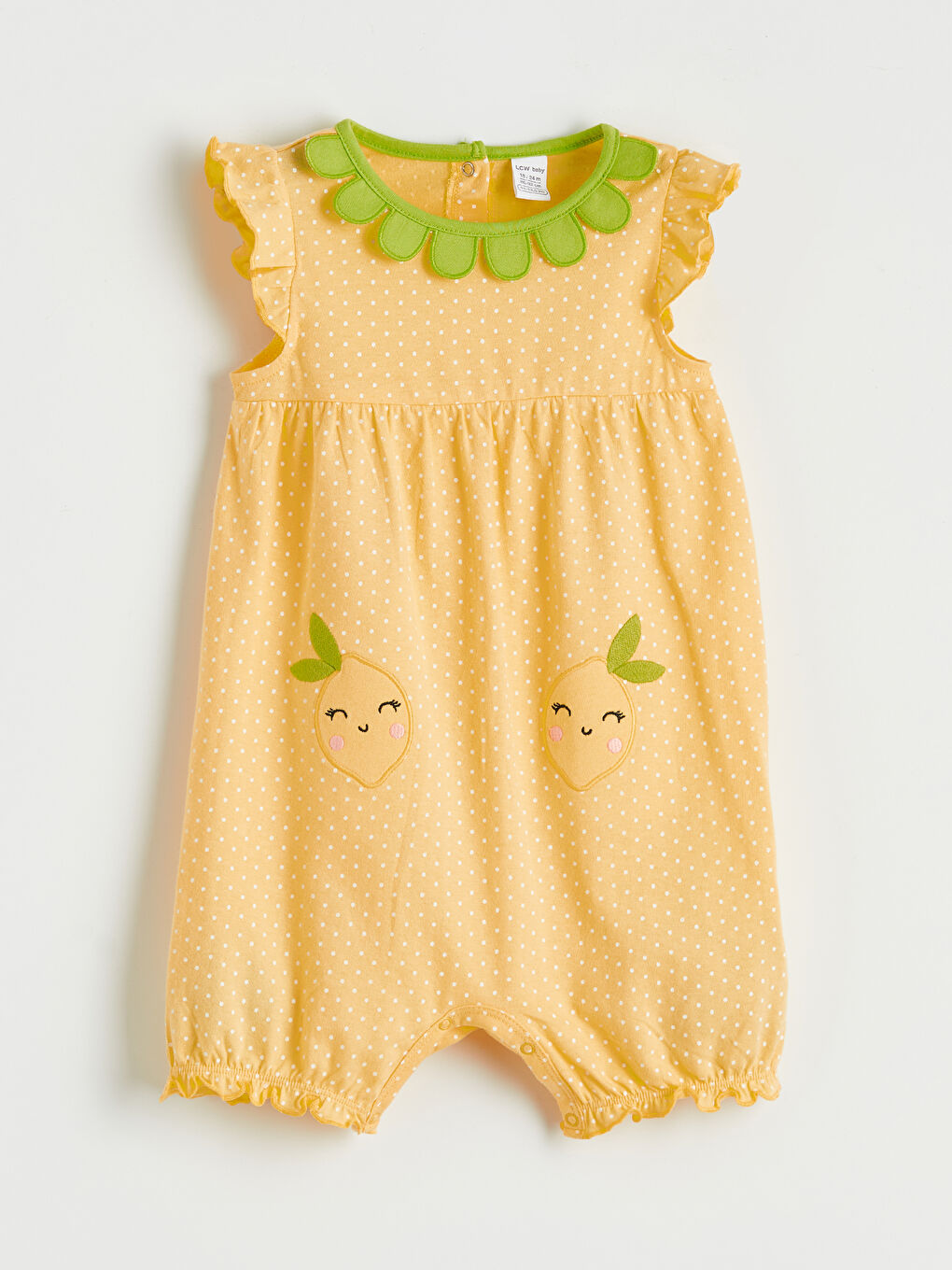 Embroidered Cotton Romper and Hat Set for Baby Girls-1
