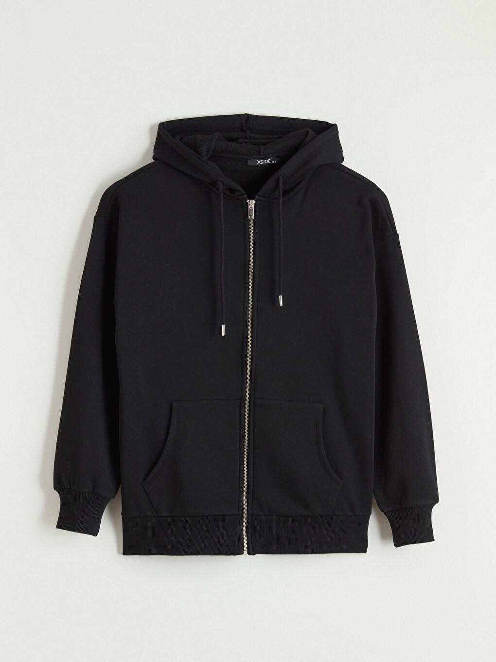 Siyah Kapüşonlu Kadın Kalın Fermuarlı Sweatshirt	-4