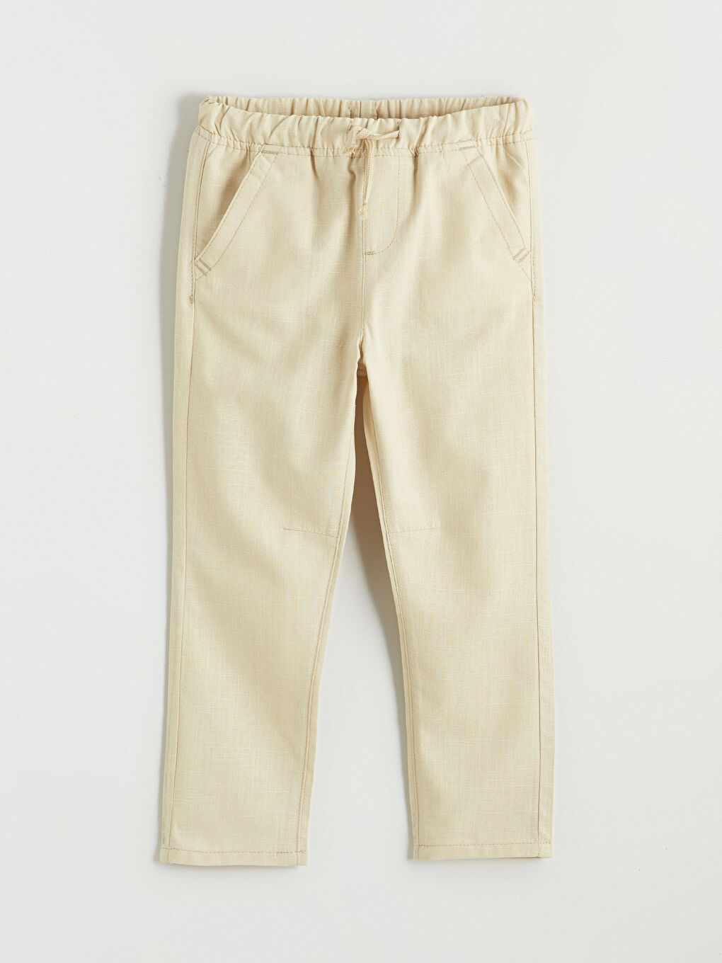 Bej Beli Bağlamalı Erkek Çocuk Pantolon