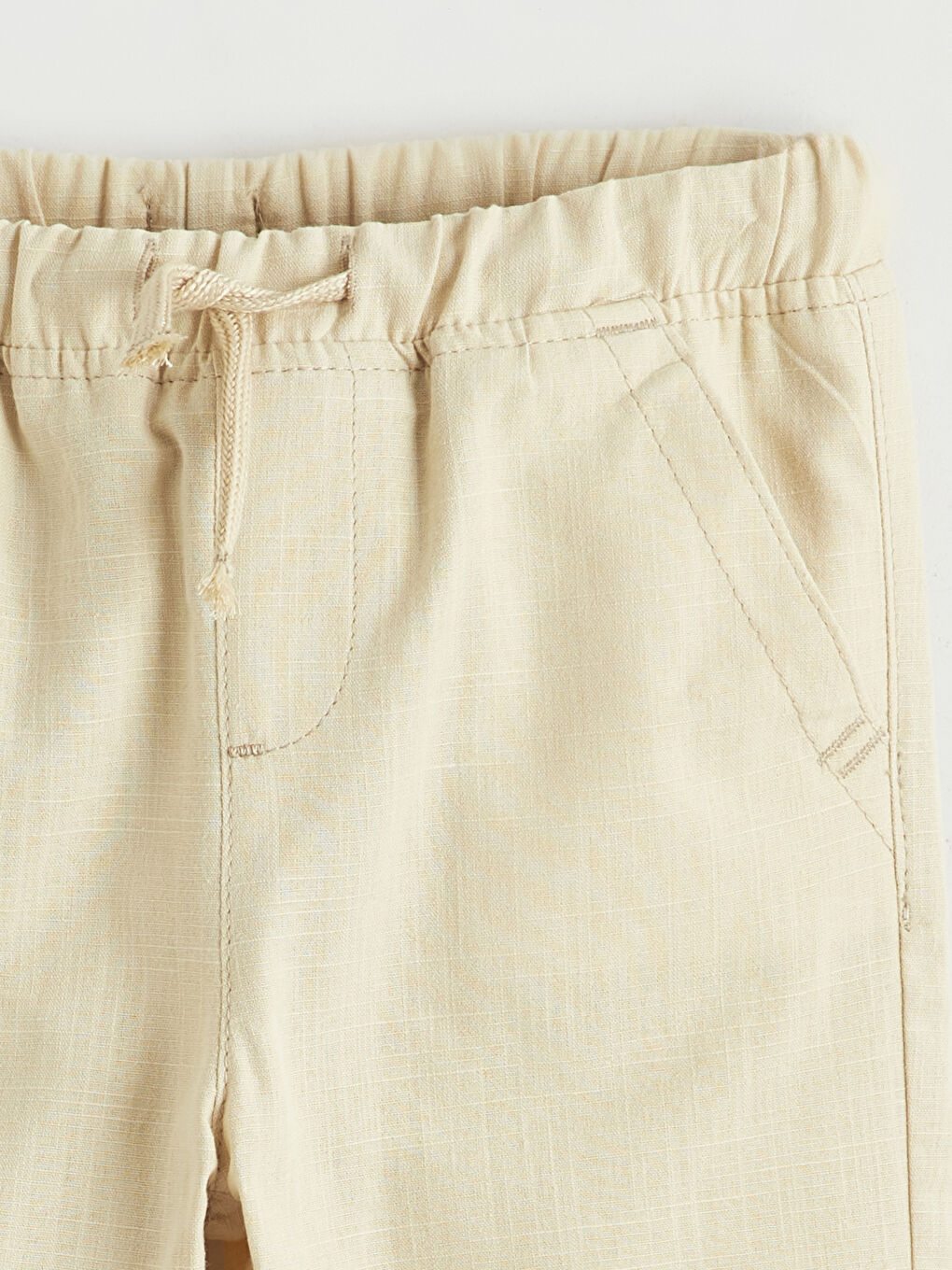 Bej Beli Bağlamalı Erkek Çocuk Pantolon-1