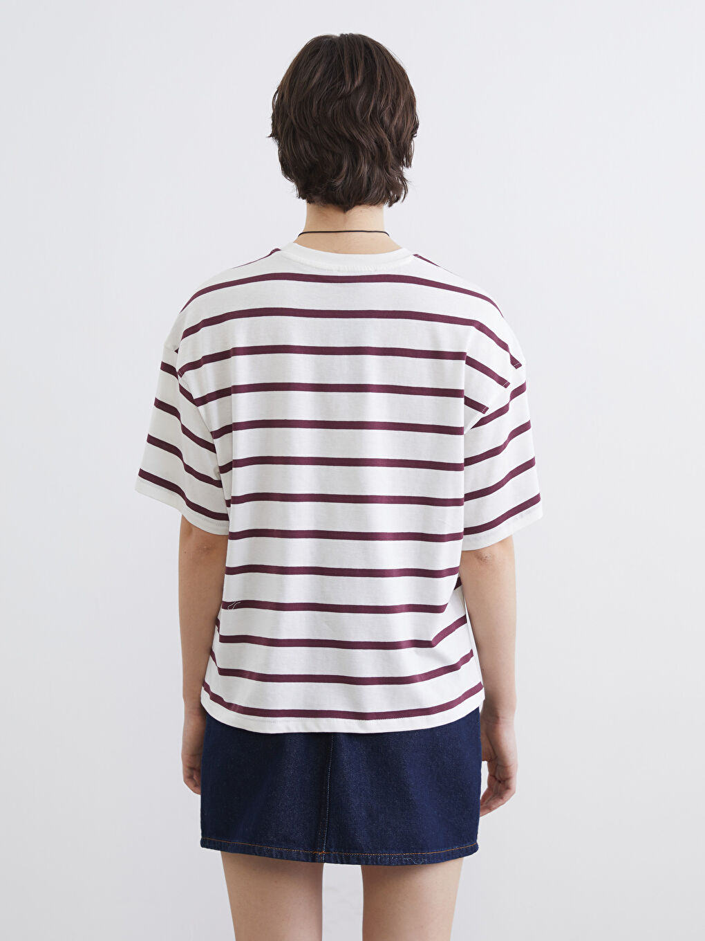 Bordo Manhattan Baskılı Oversize Kadın Tişört-3