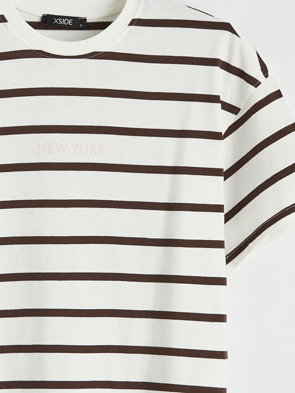 Kahverengi New York Baskılı Oversize Kadın Tişört-5