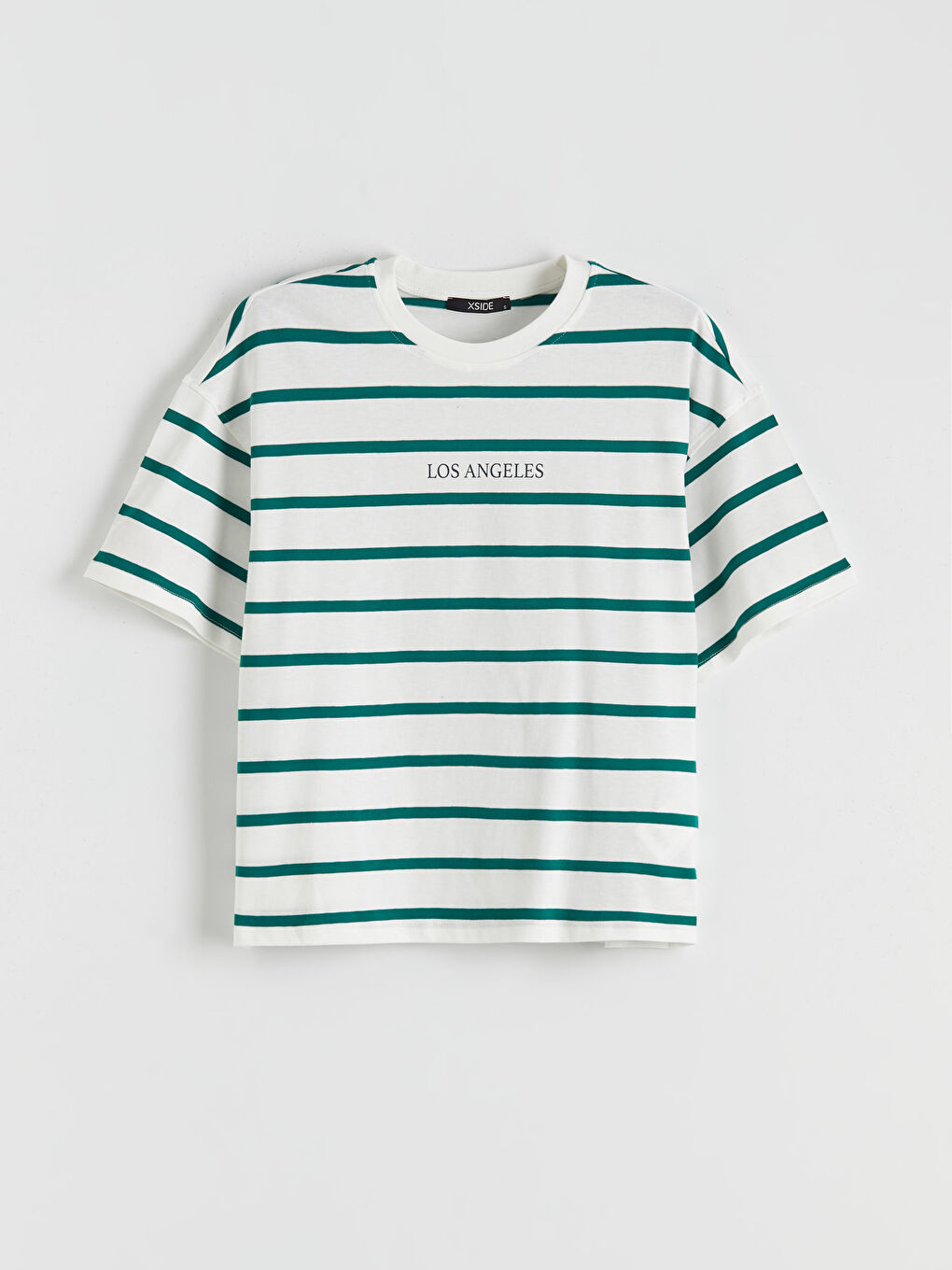 Yeşil Los Angeles Baskılı Oversize Kadın Tişört-4