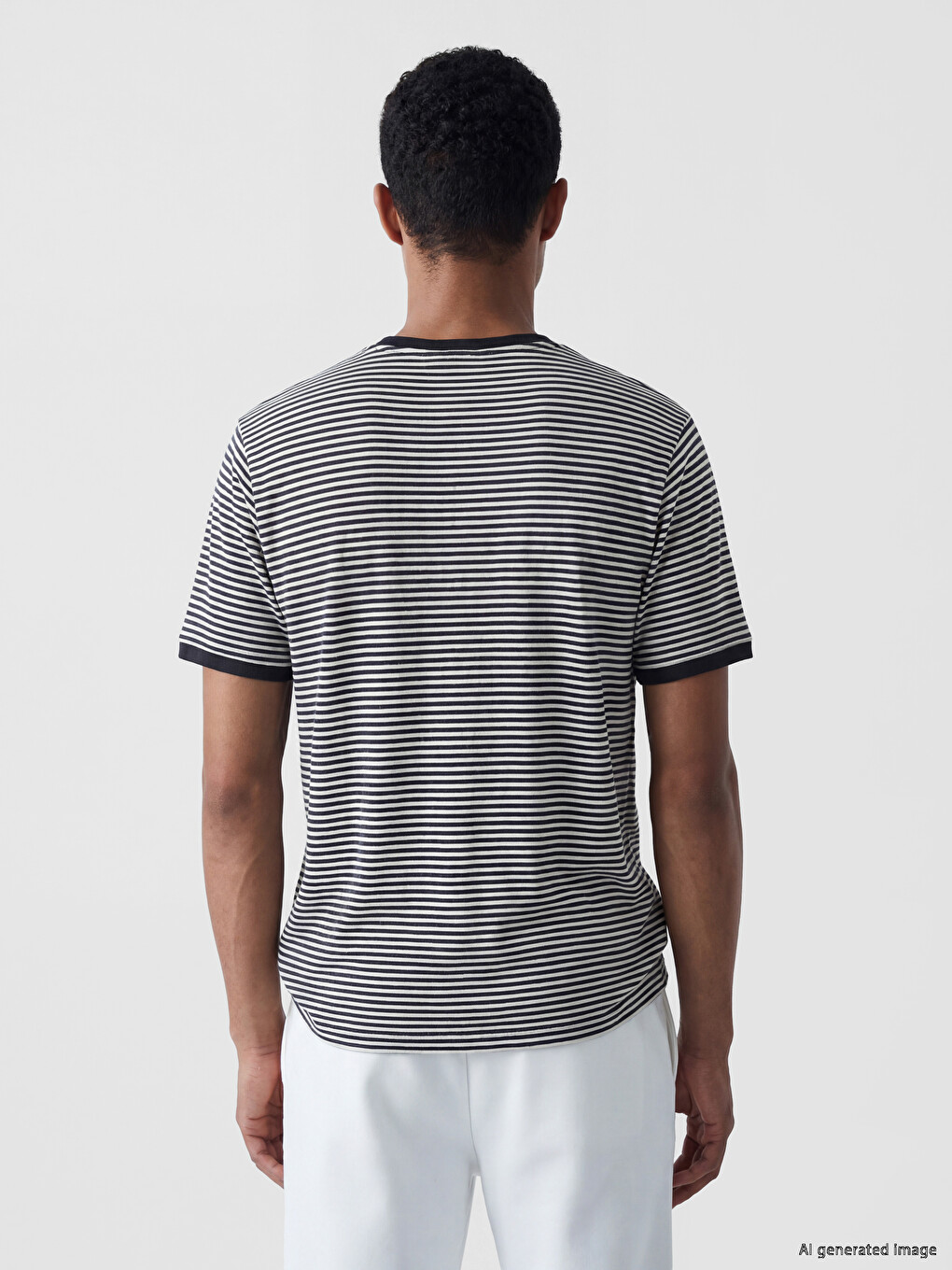 Crew Neck Striped Jersey Men's T-Shirt-3